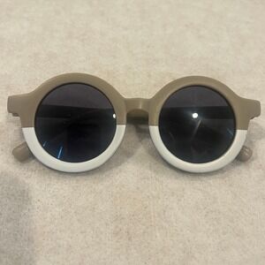 Kids Round Two Tone Sunglasses Gray White Colorblock Retro Circular Shades